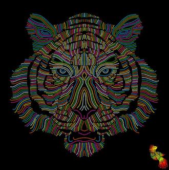 ЧКК3-0003 Разноцветный тигр 37,5х37,5