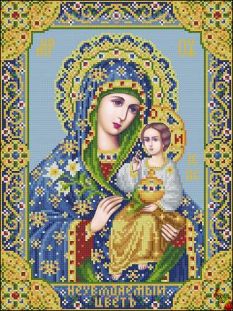 ИК3-0254 Икона Божией матери Неувядаемый цвет (расписная)26х35