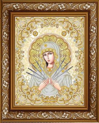 ЖС-3010 Пресвятая Богородица Семистрельная в жемчуге 27,5х35,5