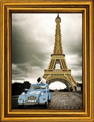 АЕ-339 Парижский кабриолет любви  29х38 (башня вышивается)