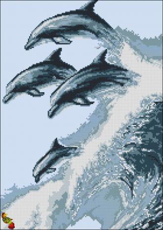 ЧК3-3180 Дельфины на гребне волны 31х43,5 частичная зашивка
