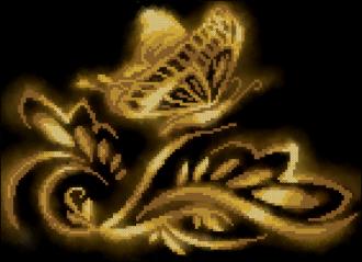 ЧК4-4299 Золотая светящаяся бабочка 31х22,5