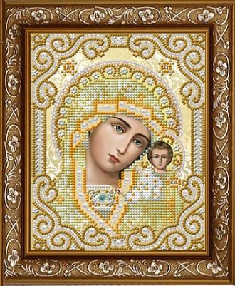 И-5098 Пресвятая Богородица Казанская в жемчуге 13,5х16,5