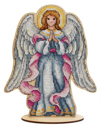 О-027 Рождественский ангел 15х18 Набор вышивки нитками по дереву.